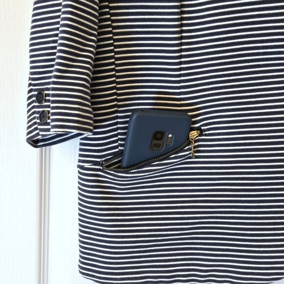 Reitmans Navy & White Striped Blazer | Size 18 | 3/4 Sleeve - Picture 6 of 8